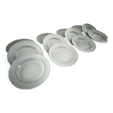 12 deep plates in porcelain with double gold trim.