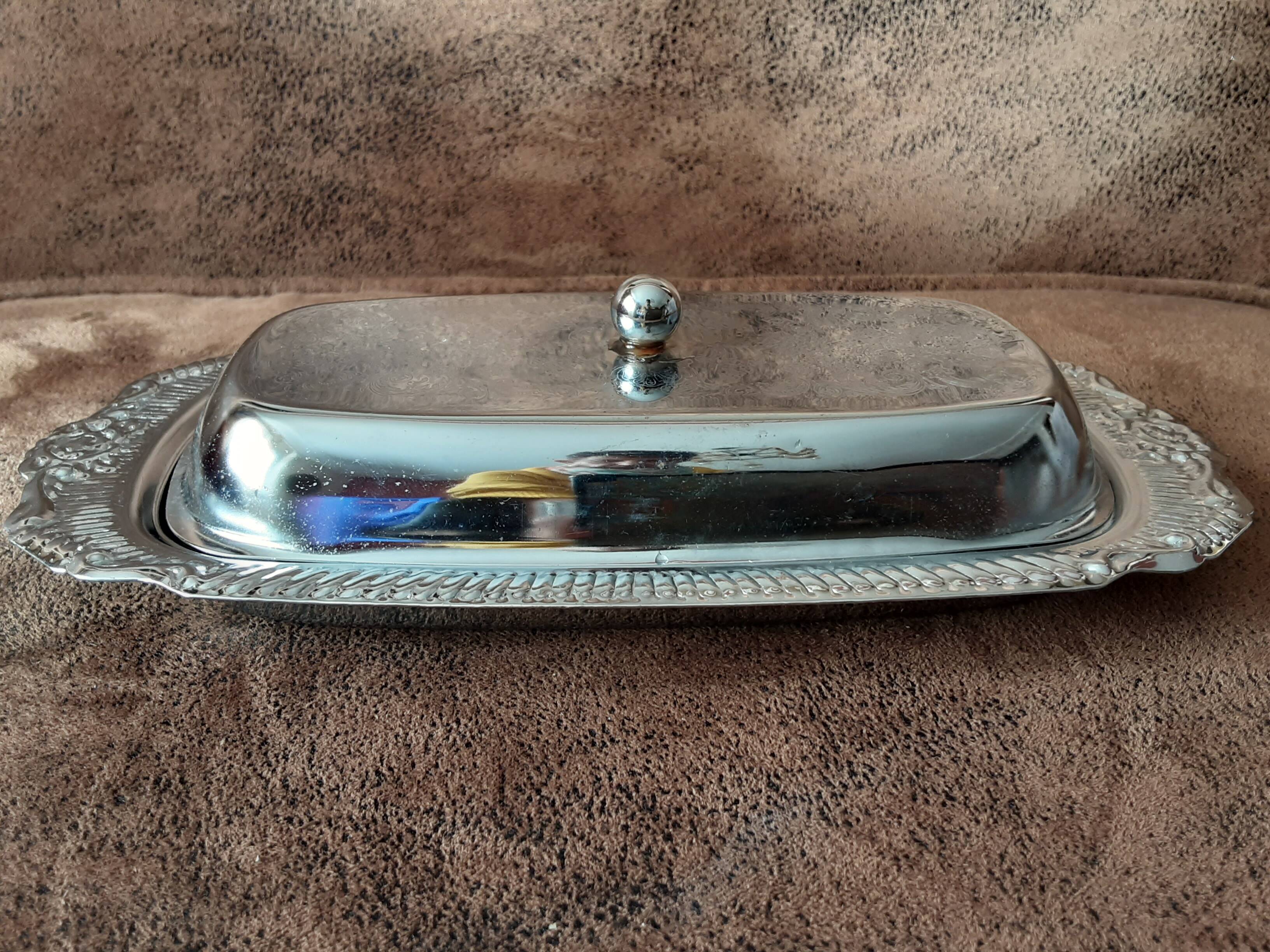 Vintage metal butter dish