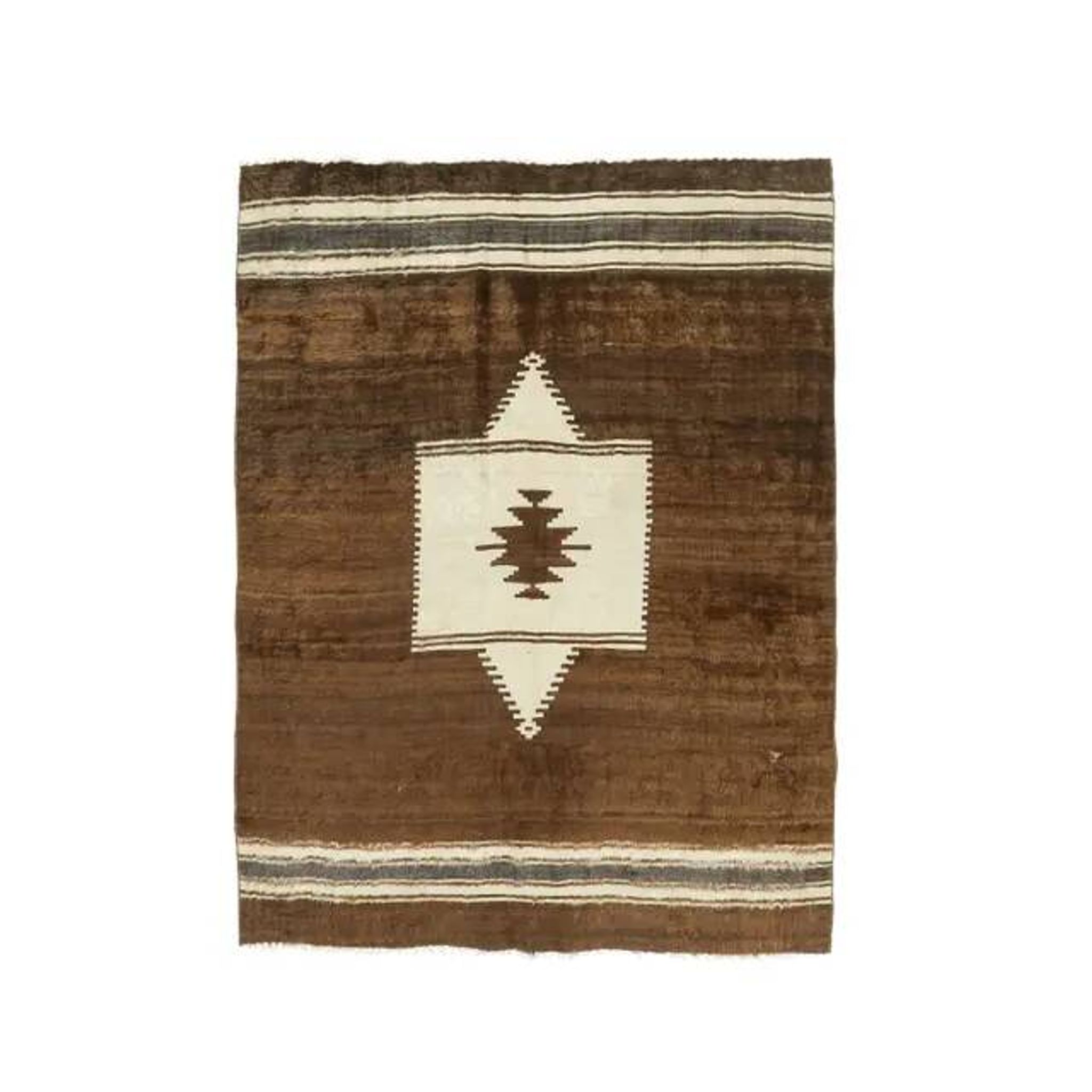 Vintage Turkish Hand-Knotted Wool Cotton Brown Kilim Area Rug 148x198