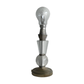 Lampe Art déco en bronze et cristal, France, années 1930