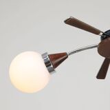 Mid-Century Modern Italian Chrome and Opaline Chandelier