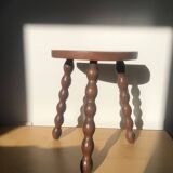 Turned wooden tripod stool