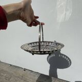 Oval dish with silver-plated metal handle