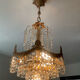 Cascade chandelier in bronze and crystal pendants