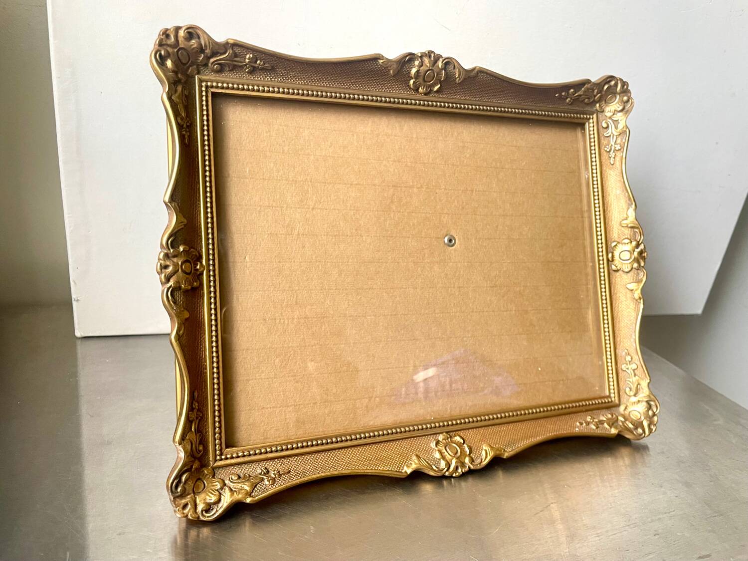 Antique Wooden Frame  gold colored  28 cm x 22 cm CONVEX Glass