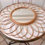 Rattan flower rattan mirror in the 60s