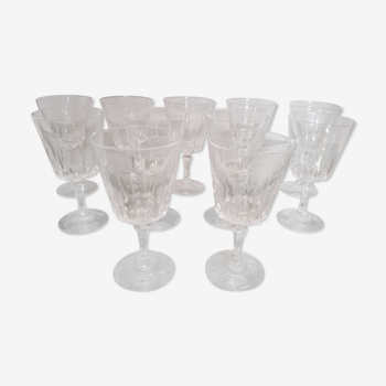 Lot de 11 verres à porto ou à liqueur en cristal ancien