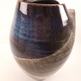 Vintage ceramic vase enamelled sandstone brown green blue