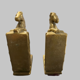 Paire de serre-livres en laiton – chevaux cabrés, style Art Déco