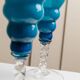 Azure Blue Murano Glass Vase XL, Fluted Beaded Silhouette, 1960s Hollywood Regency