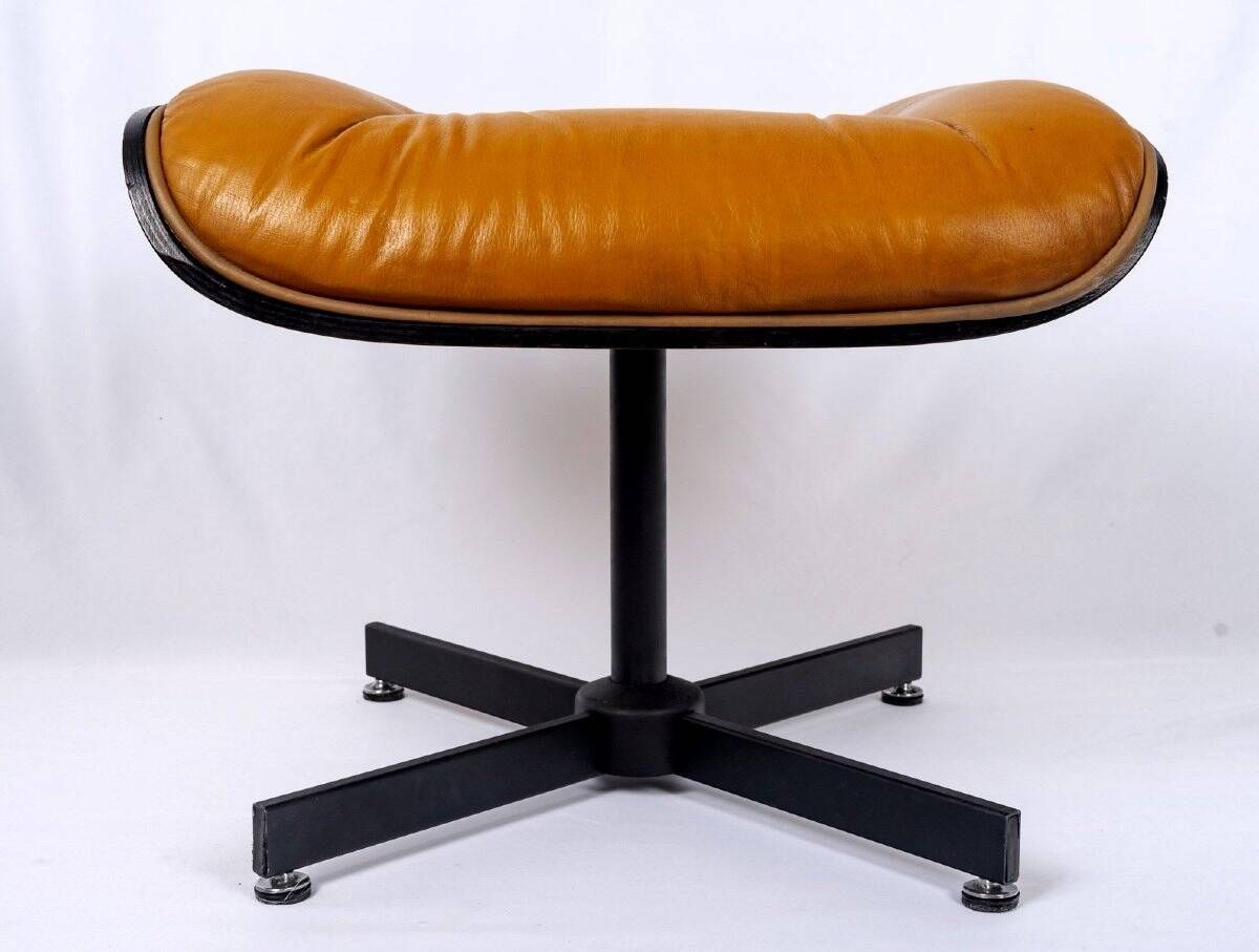 Lounge chair & son ottoman - leather & alu, xxth century