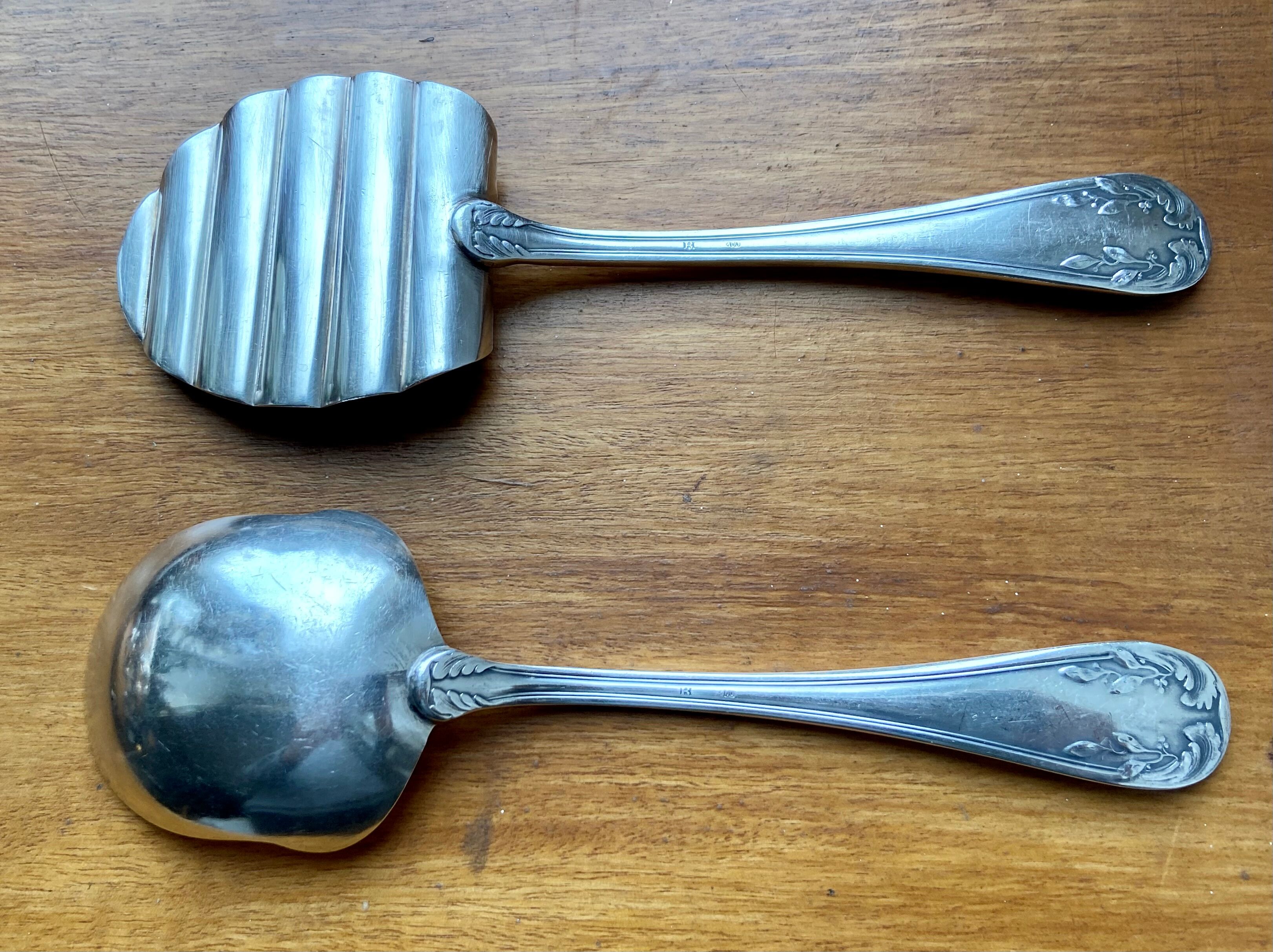 Silver metal asparagus service