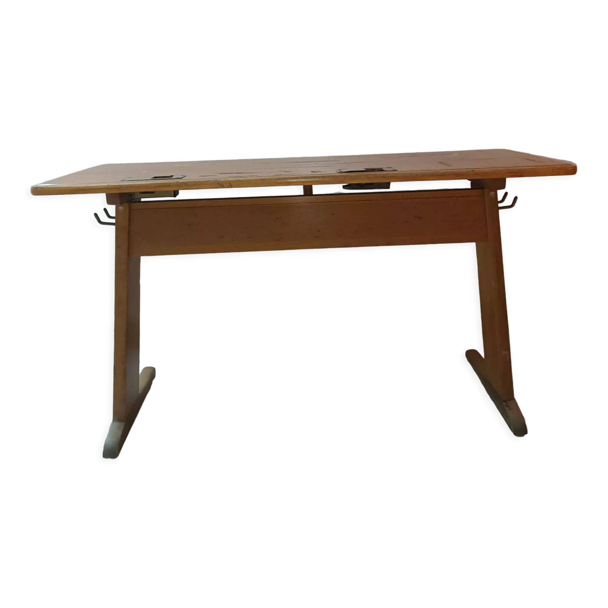 Casala school table with inkwell metal vintage