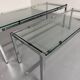 2 large nesting coffee tables in chrome and glass, 1970s design.