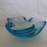 Murano turquoise blue glass trilobed empty pocket ashtray