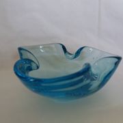 Murano turquoise blue glass trilobed empty pocket ashtray