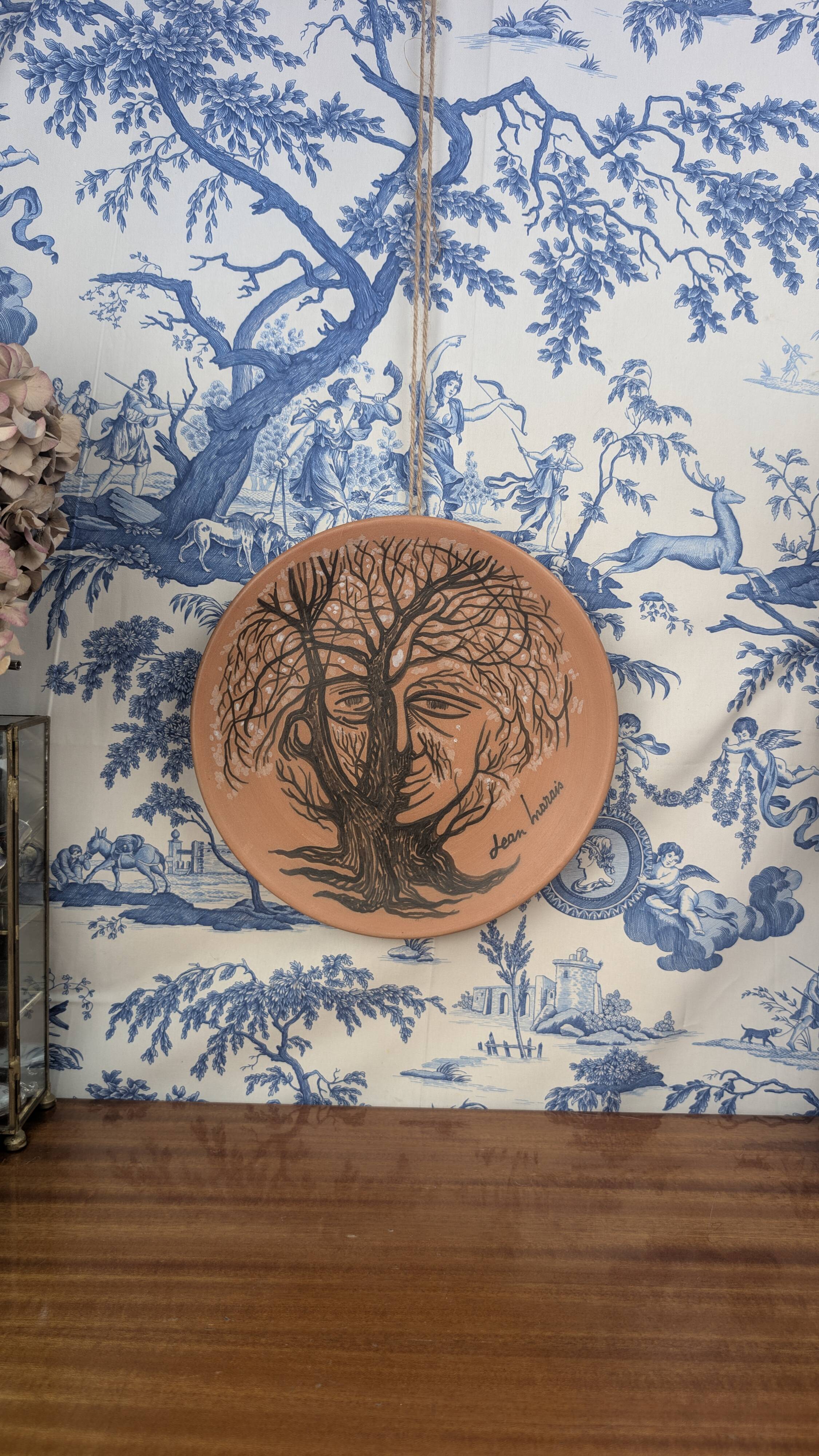 Jean Marais vintage terracotta plate from the 1970s surrealist