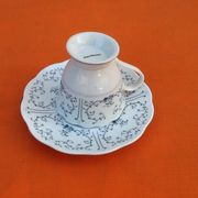 4 Cups / Saucers (shower foot) Coffee Porcelain arabesque décor / flowers