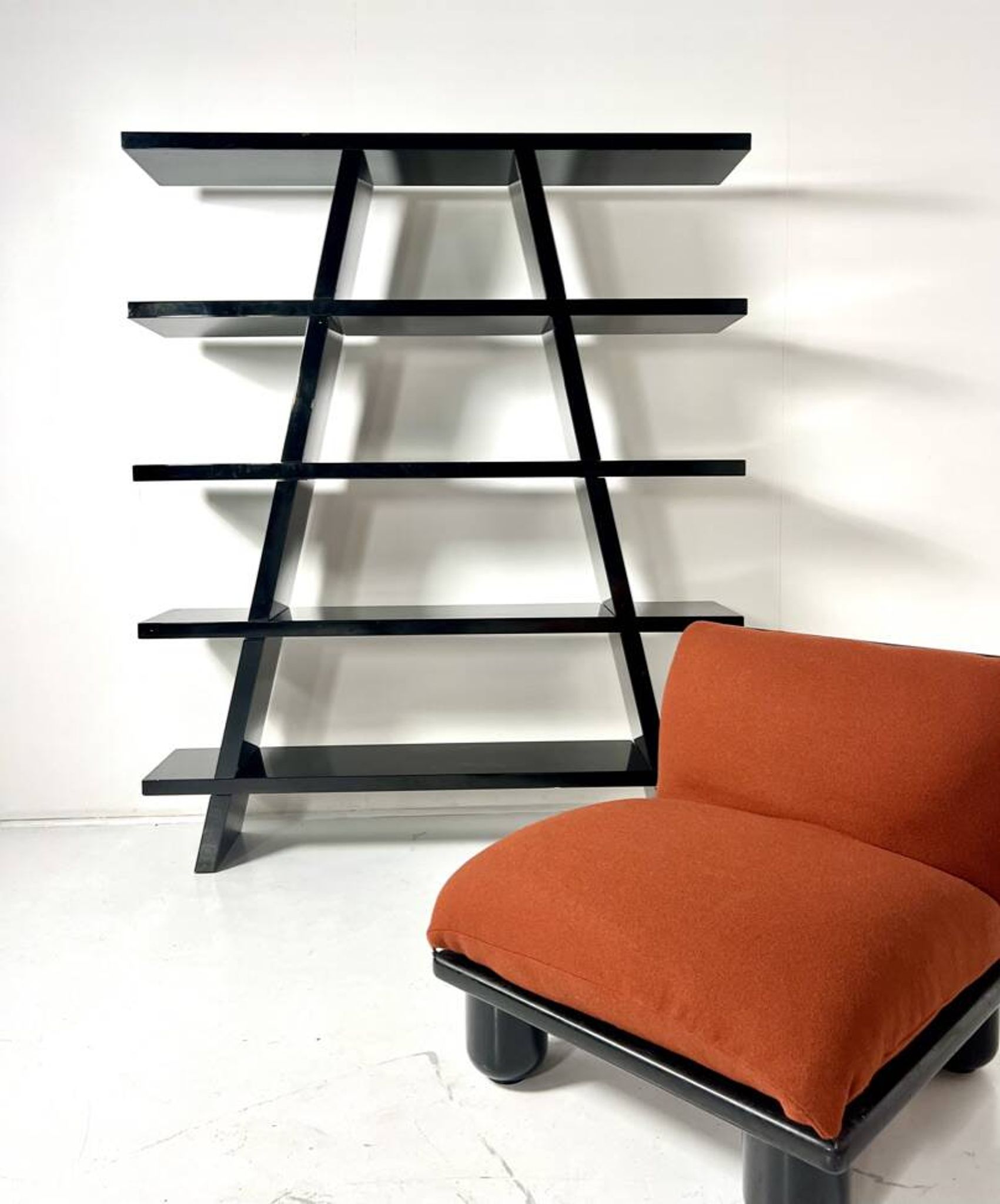 Bookshelf, Black Lacquered, Italy, 1980s