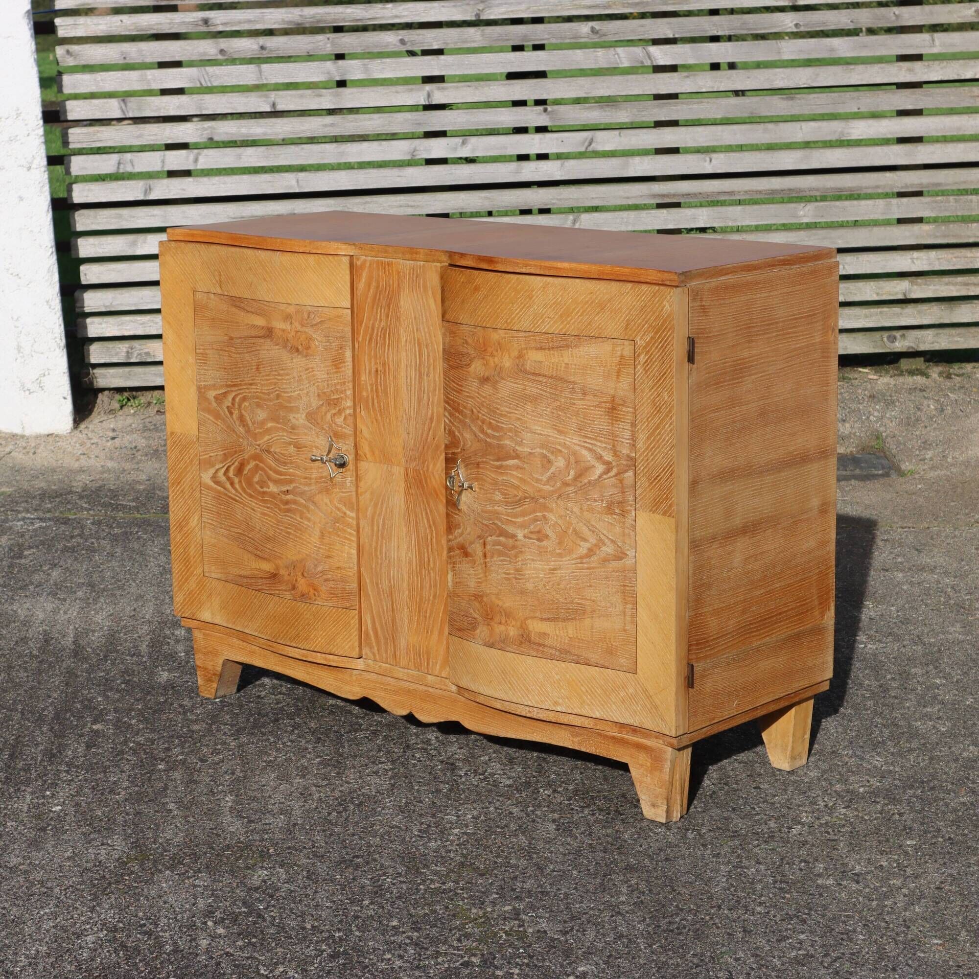 French Art Deco Sideboard - Antique Sideboard in Gilded Walnut Marquetry - 1930s