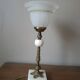 Retro chic living room lamp in white marble and brass