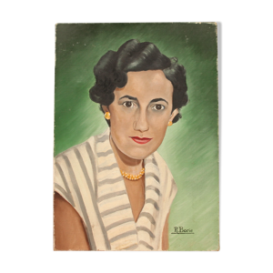Portrait de femme sur toile début