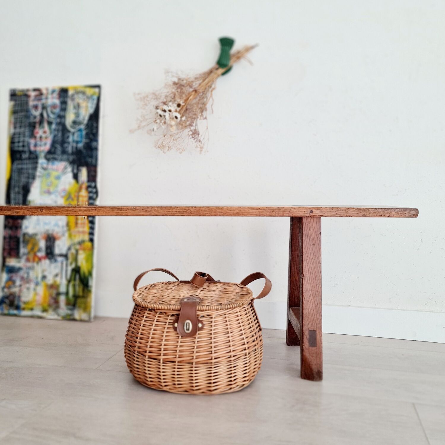 Old wooden farm bench
