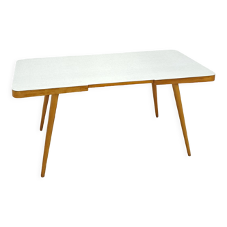 Table basse vintage avec plateau en formica gris blanc