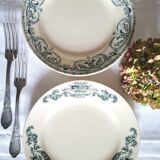 Assiettes plates anciennes dépareillées en faïence terre de fer