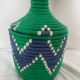 Bohemian artisanal Moroccan box colored green and blue