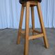 Vintage Wooden Bar Stool: Black Leather Seat, Mid-Century Bistro Style