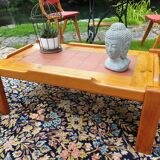 Pine and ceramic coffee table 1980