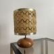 Vintage table lamp in wood magnifying glass and braided wool