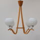 Mid-Century wood chandelier /dřevo Humpolec, 1970's.