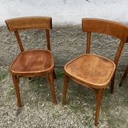Series of 10 vintage bentwood curved wood bistro chairs
