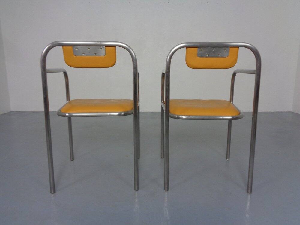 Set of Minimalist Tubular Steel Armchairs by Thomas Wendtland, 1970s