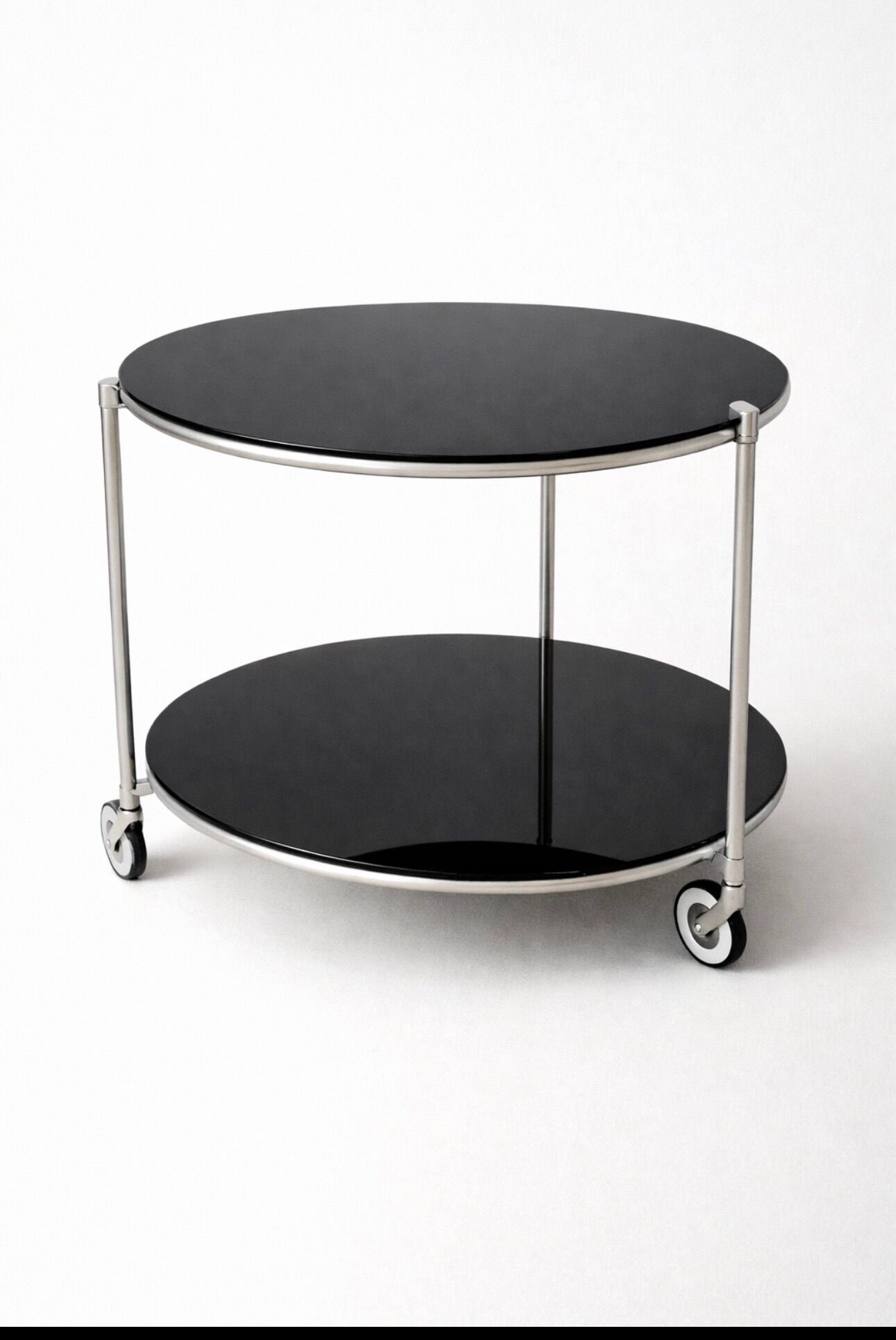 STRIND rolling side table – IKEA vintage, smoked glass & chrome
