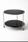 Table d’appoint roulante STRIND – IKEA vintage, verre fumé & chrome