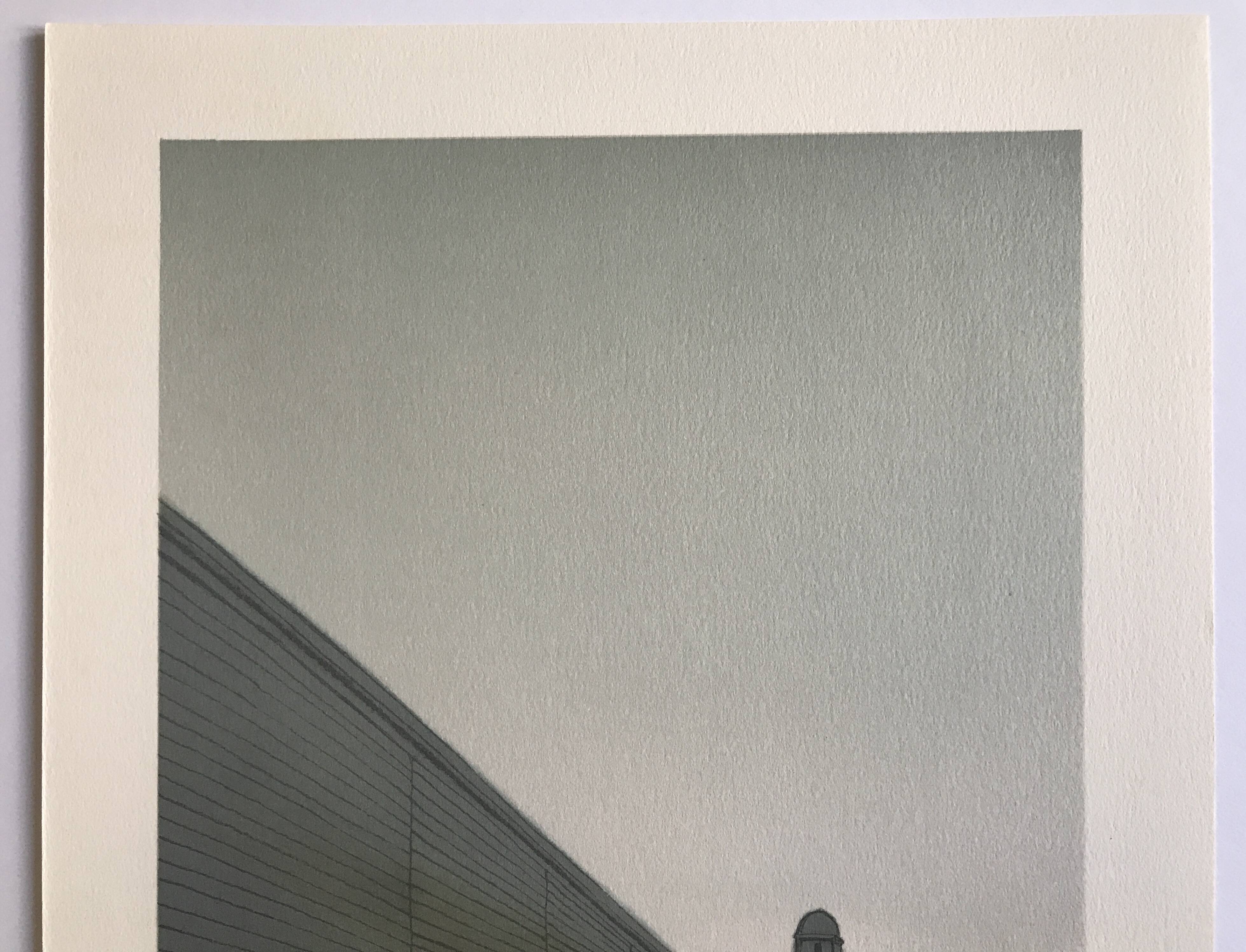 Original lithograph by alain le foll, fortifications, 1978