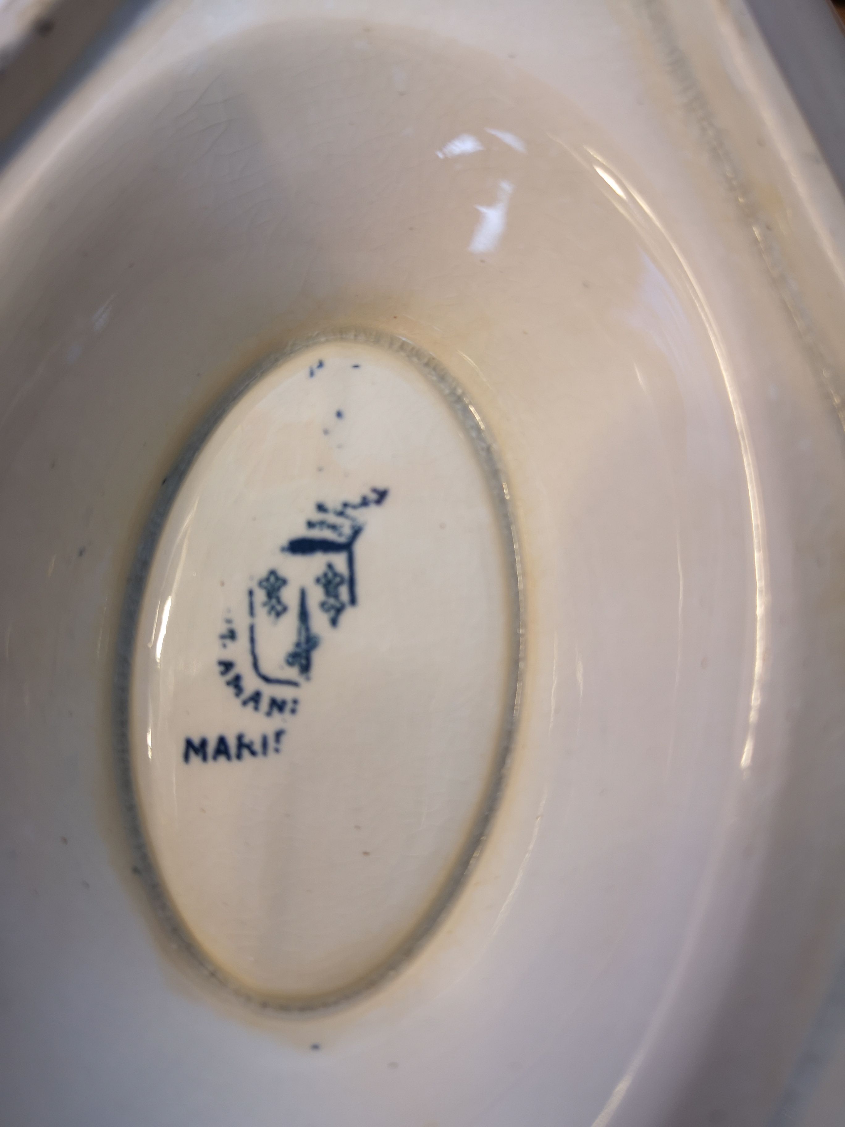 Bowl sauce trinket bowl porcelain earth iron vintage blue flowers Sarreguemines