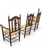 8 (2 x armrest) x ornate wood / bobbin / wicker dining chair / studded chairs