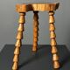 Midcentury brutalist artisanal wood turned handmade tripod stool, ca 1960s