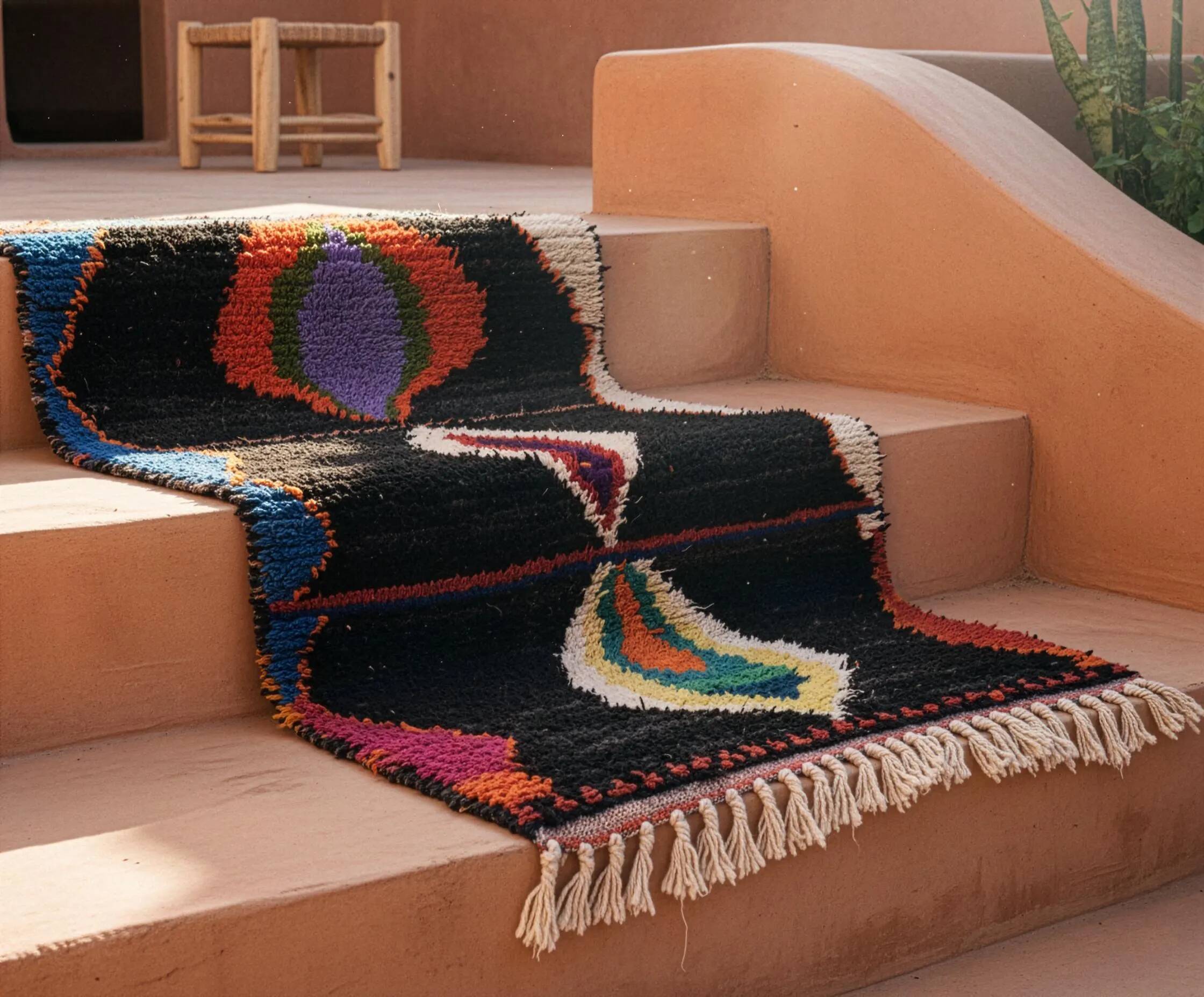 Moroccan rug made of natural wool, handmade, 3x2 m.