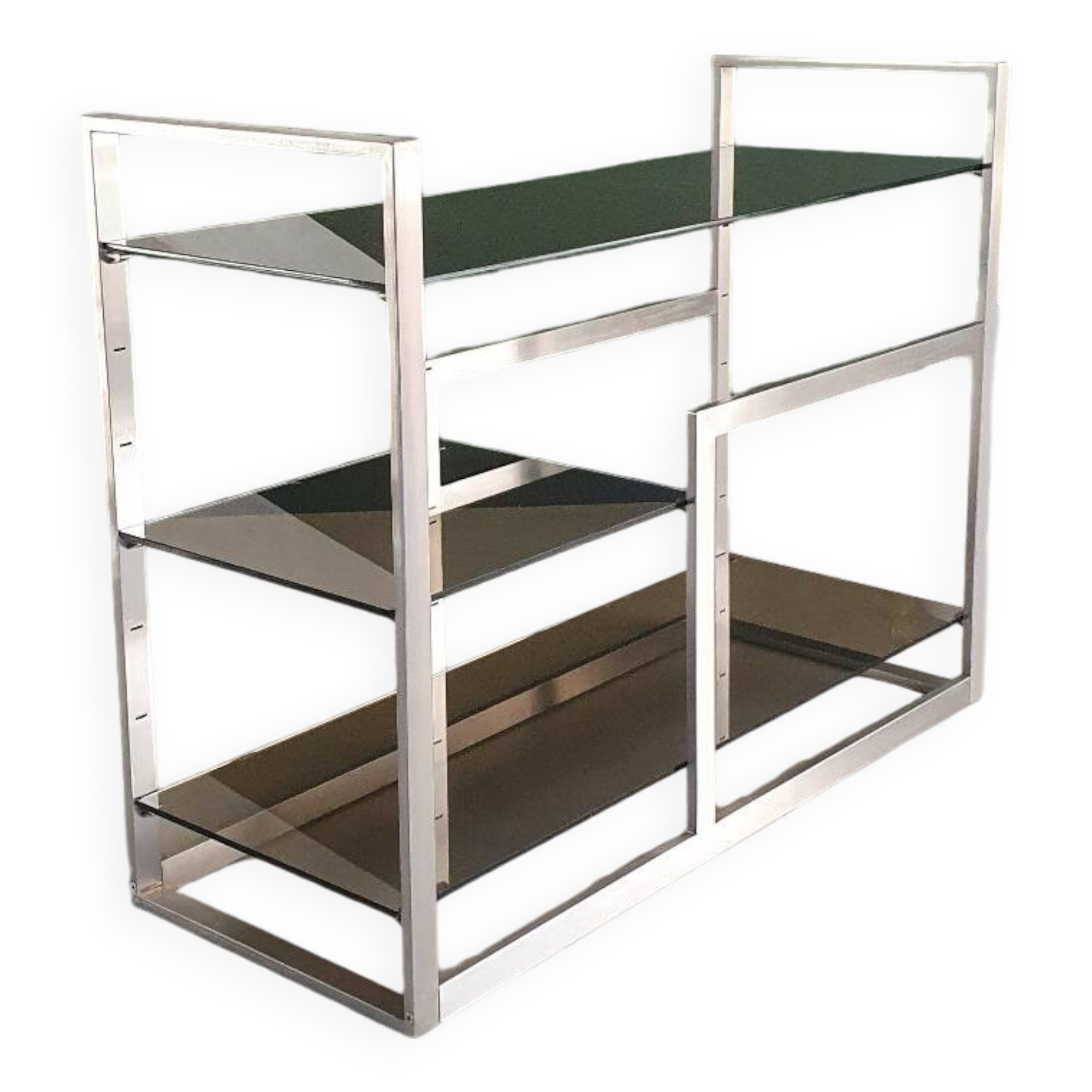 Metal and smoked glass console 1970