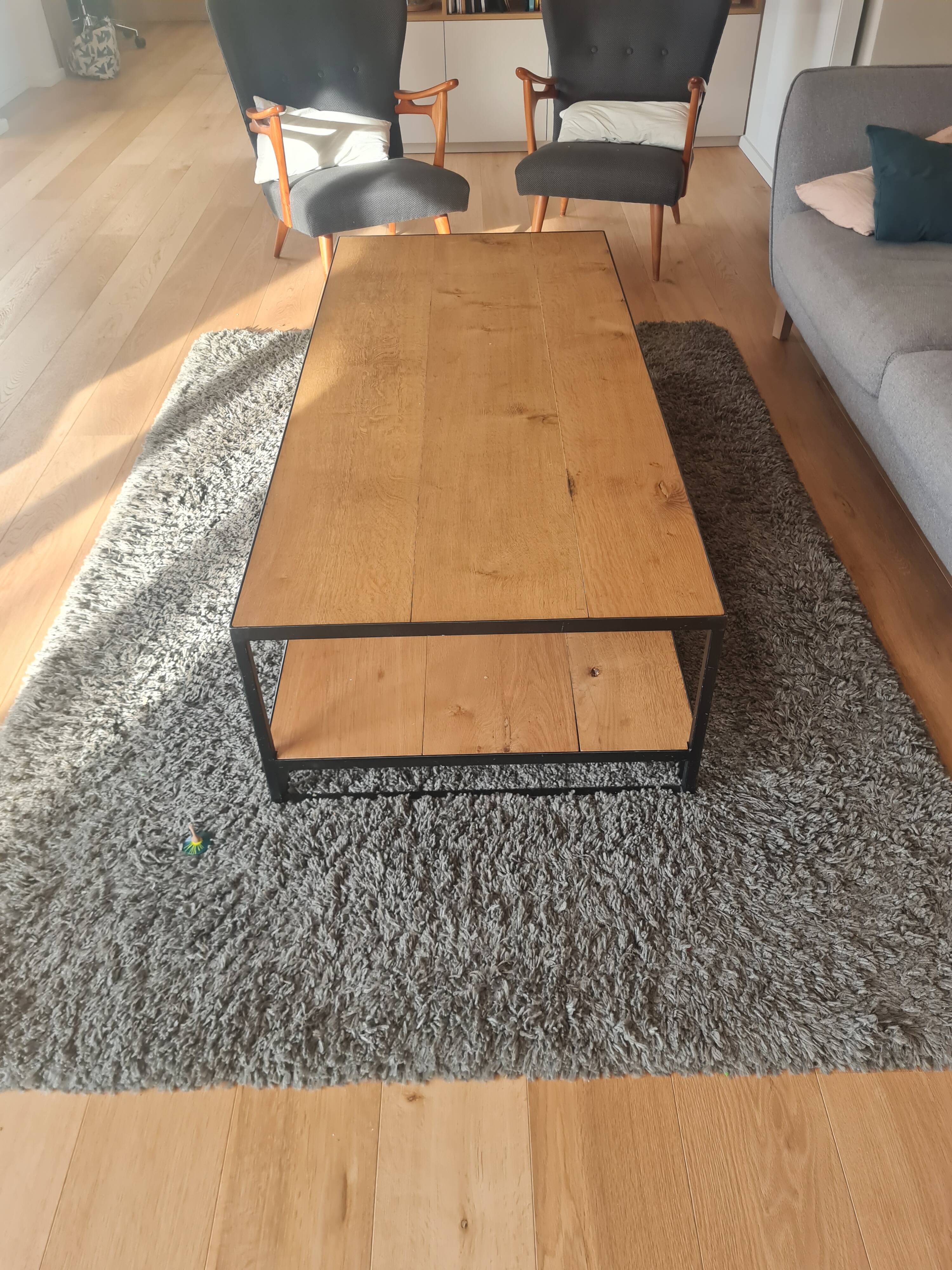Rectangular wooden coffee table