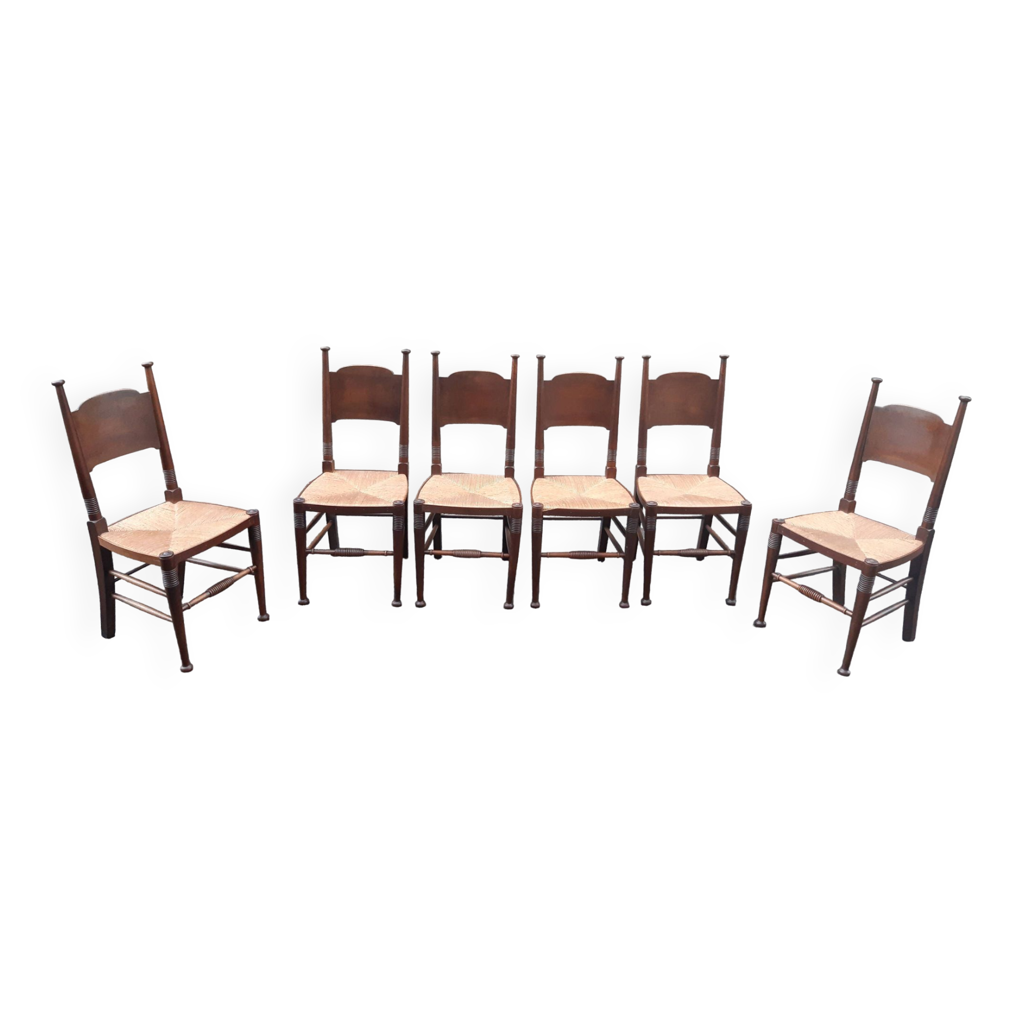 6 chaises Arts & Crafts par William Birch & E.G. Punnett