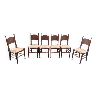 6 Arts & Crafts chairs by William Birch & EG Punnett