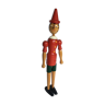 Pinocchio en bois articule habit rouge et vert vintage artisanal