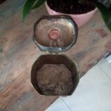 Old, oriental tea box in gilded copper