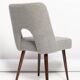 Grey boucle shell chair, dark beech wood, Poland, 1960s.